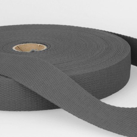 Sangle coton 25 mm gris noir