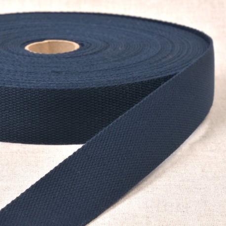 Sangle polyester effet coton 30 mm bleu marine