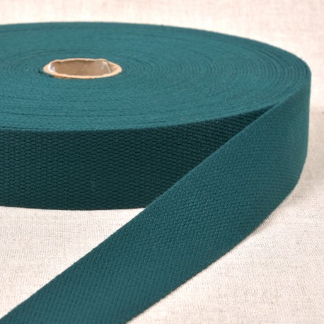 Sangle polyester effet coton 30 mm vert bouteille