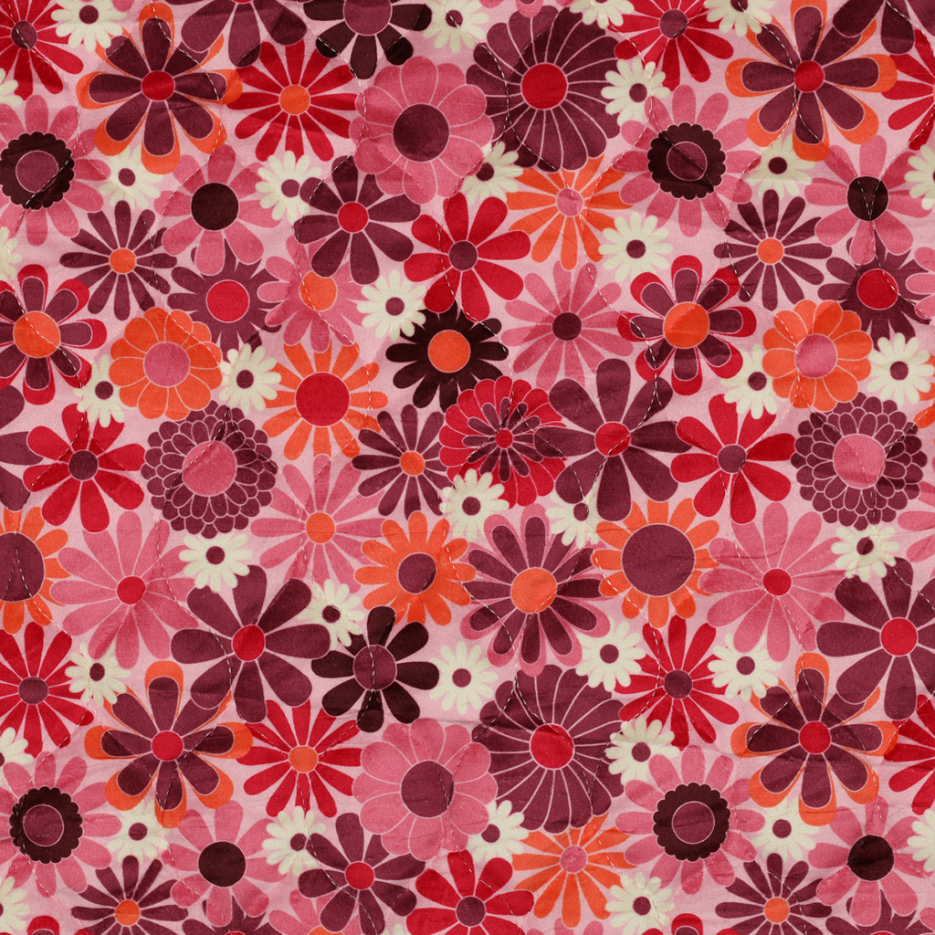 Tissu velours matelassé fleurs roses poppy – Image 3