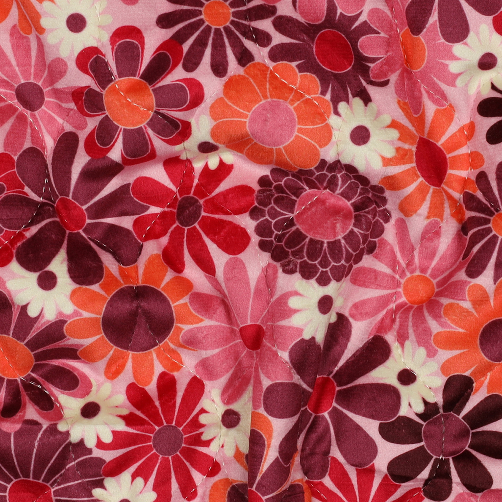 Tissu velours matelassé fleurs roses poppy – Image 4