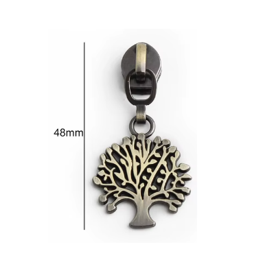 Curseur arbre de vie pour fermeture nylon métallique #5 bronze