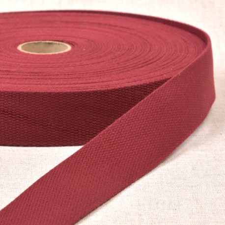 Sangle polyester effet coton 30 mm bourgogne