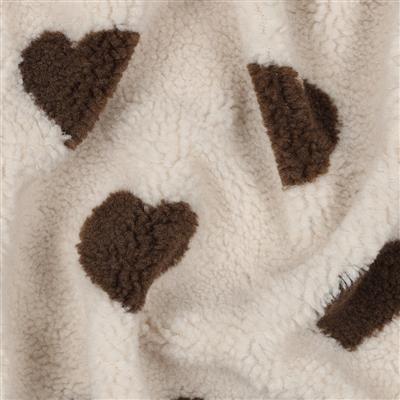 Tissu Teddy coeur marron – Image 3