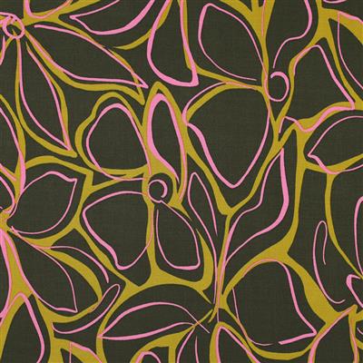 Viscose stretch rosella vert fleur anis et rose – Image 4