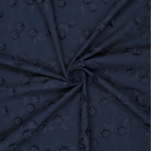 Coton brodé bleu marine – Image 3