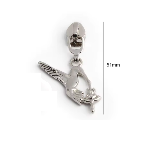 Curseur colibri pour fermeture nylon métallique #5 argent
