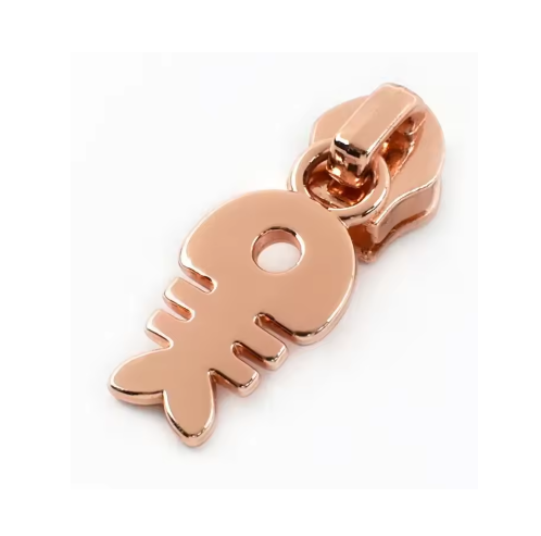 Curseur poisson pour fermeture nylon métallique #5 or rose