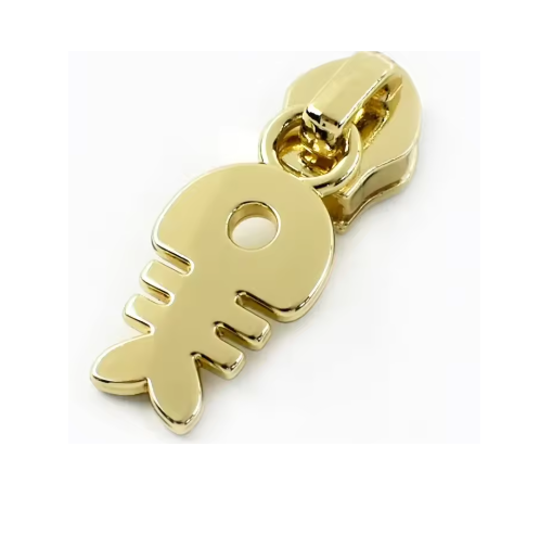 Curseur poisson pour fermeture nylon métallique #5 or