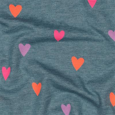 Jersey mélange fond bleu coeur néon – Image 2