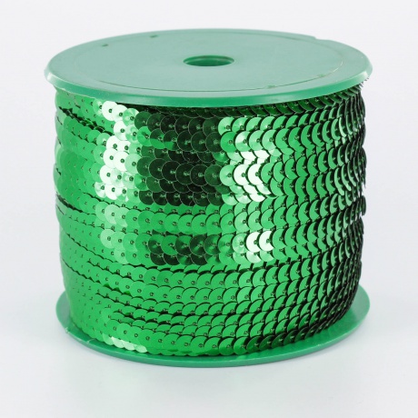 Galon paillette 1 rang 6 mm vert