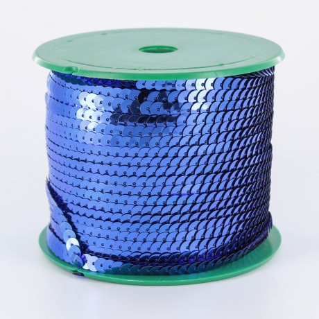 Galon paillette 1 rang 6 mm bleu