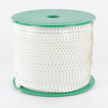 Galon paillette 1 rang 6 mm blanc
