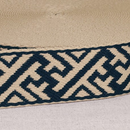 Sangle 38mm géométrique inca écru marine