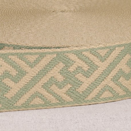 Sangle 38mm géométrique inca écru vert deau