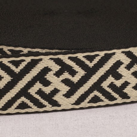 Sangle 38mm géométrique inca écru noir