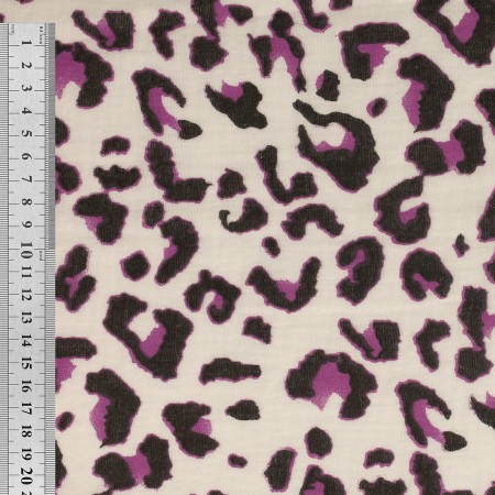 Double Gaze imprimée léopard violet noir écru – Image 3