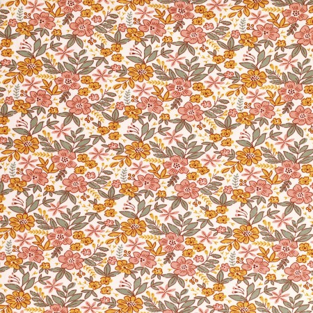 Jersey gratté polyester fleurs feuillage Lucie