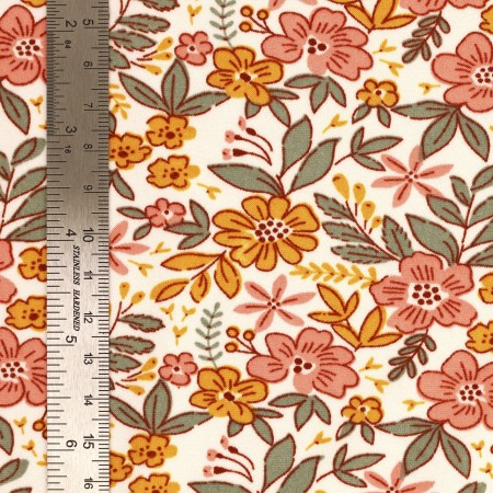 Jersey gratté polyester fleurs feuillage Lucie