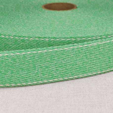 Sangle polyester 30 mm chiné vert clair point de sellier
