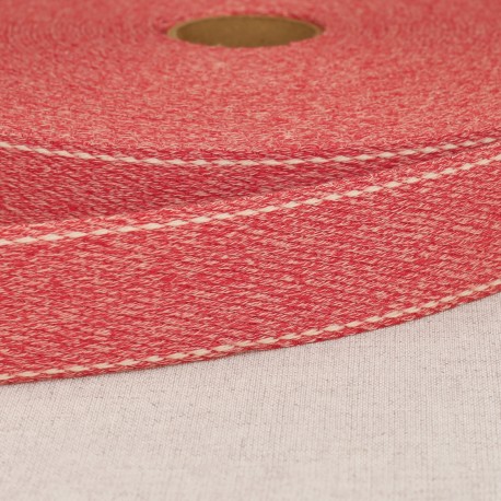 Sangle polyester 30 mm chiné rouge point de sellier