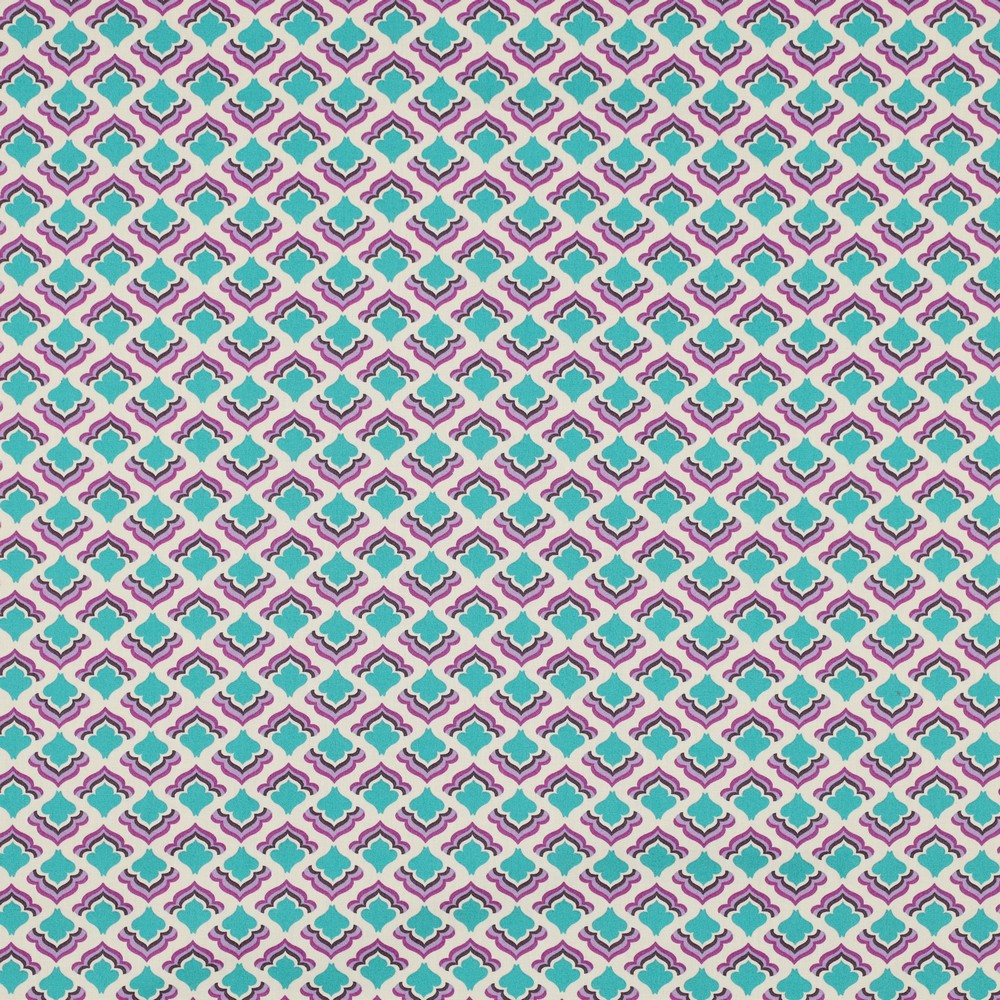 Coton Popeline Poppy motif carreau ciment violet bleu – Image 5