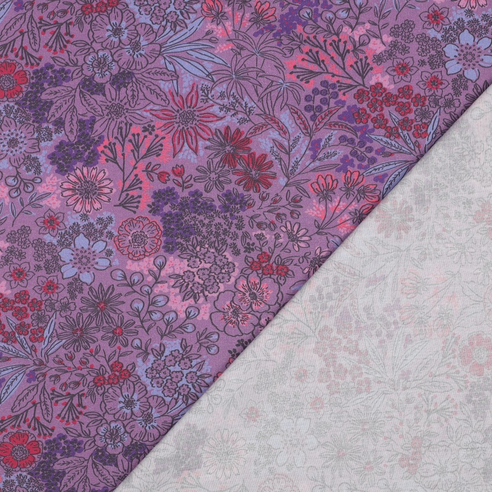 Coton Popeline Poppy fleurs violettes – Image 3