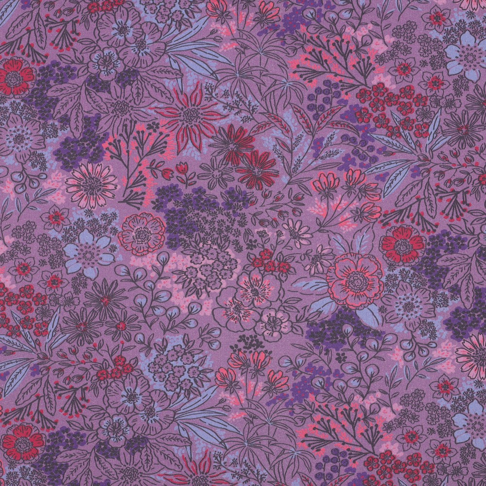 Coton Popeline Poppy fleurs violettes – Image 5