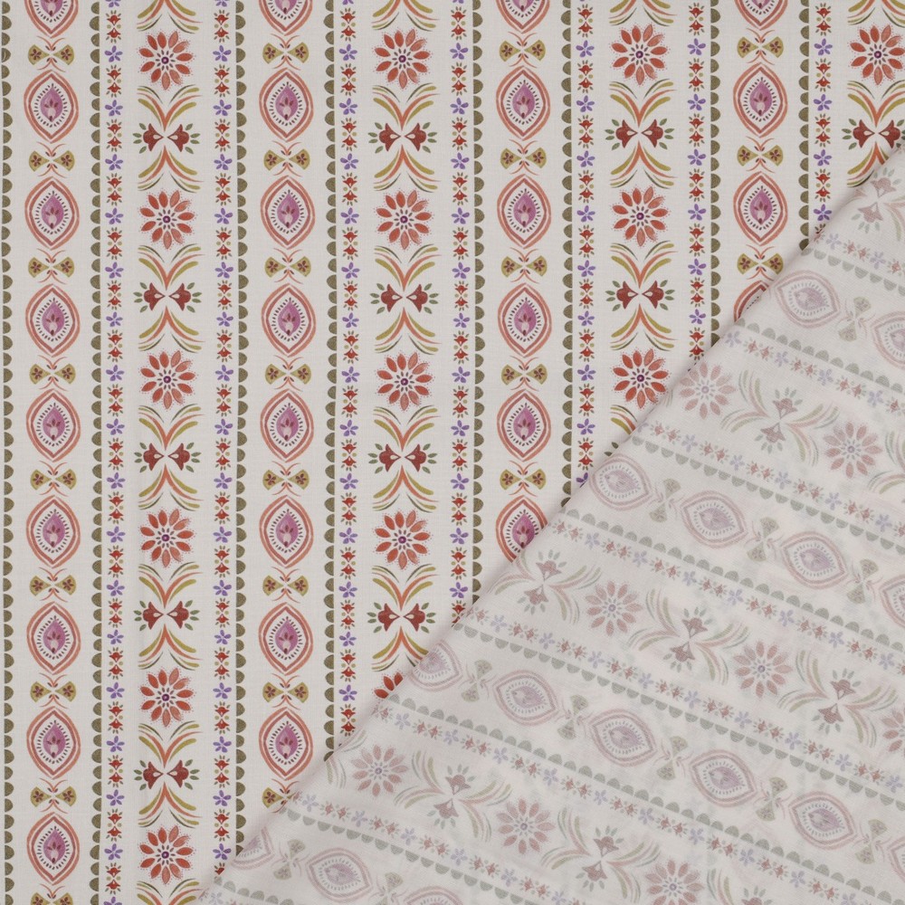 Coton Popeline Poppy fleurs motif indien fond écru ligne – Image 4