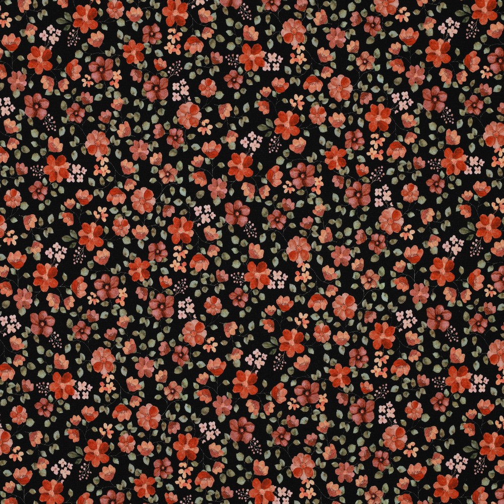 Jersey fleurs peche fond noir Poppy Bio – Image 3