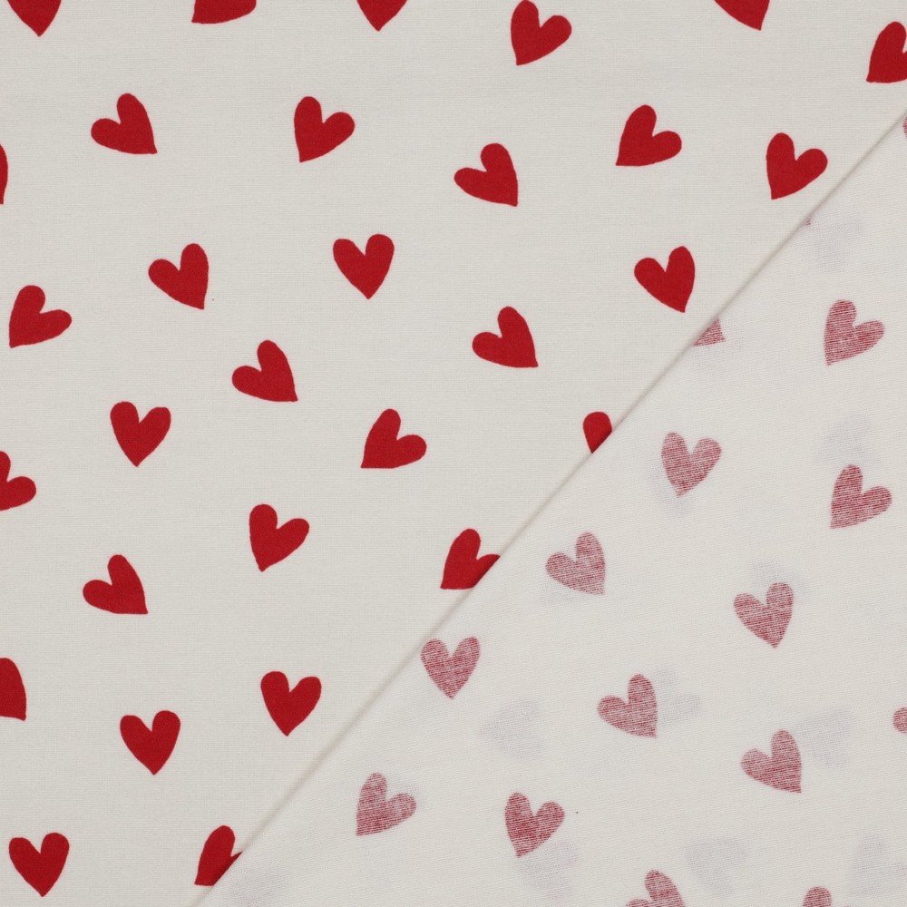 Flanelle de coton écru coeur rouge – Image 3