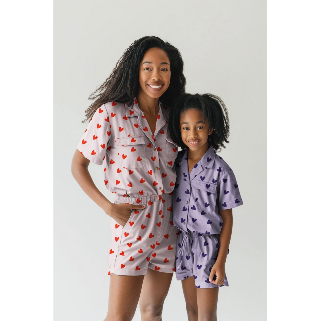 Flanelle de coton écru coeur rouge – Image 4