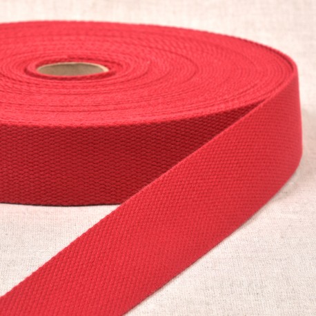Sangle polyester effet coton 30 mm rouge