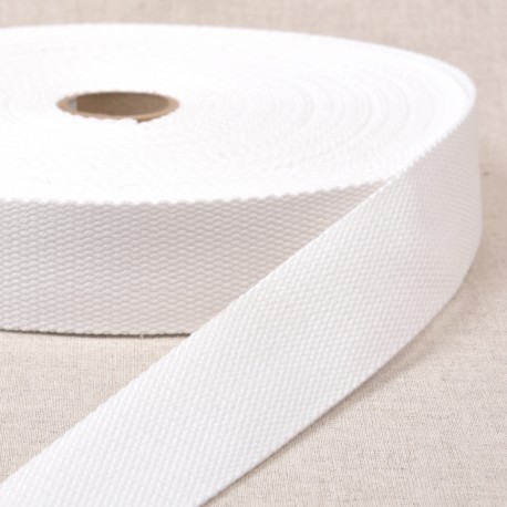 Sangle polyester effet coton 30 mm blanc