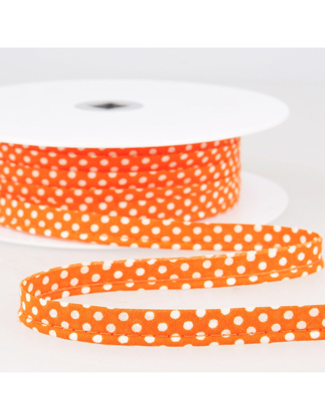 Passepoil coton orange pois blanc