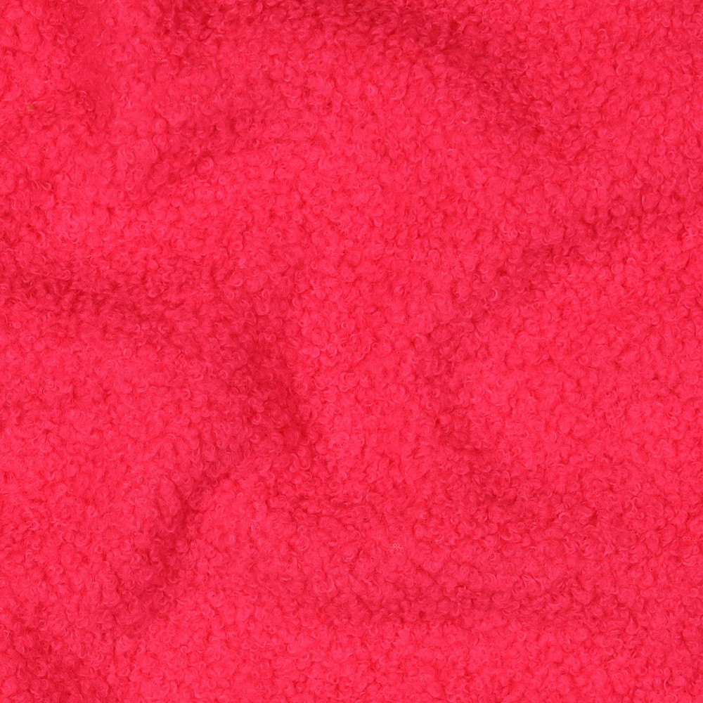 Tissu bouclette doublé polaire rose fluo