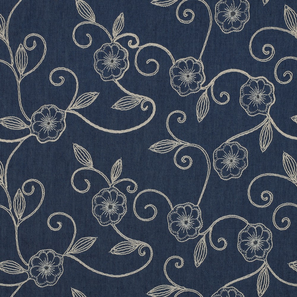 Jean Chambray brodé fleurs Lola – Image 3