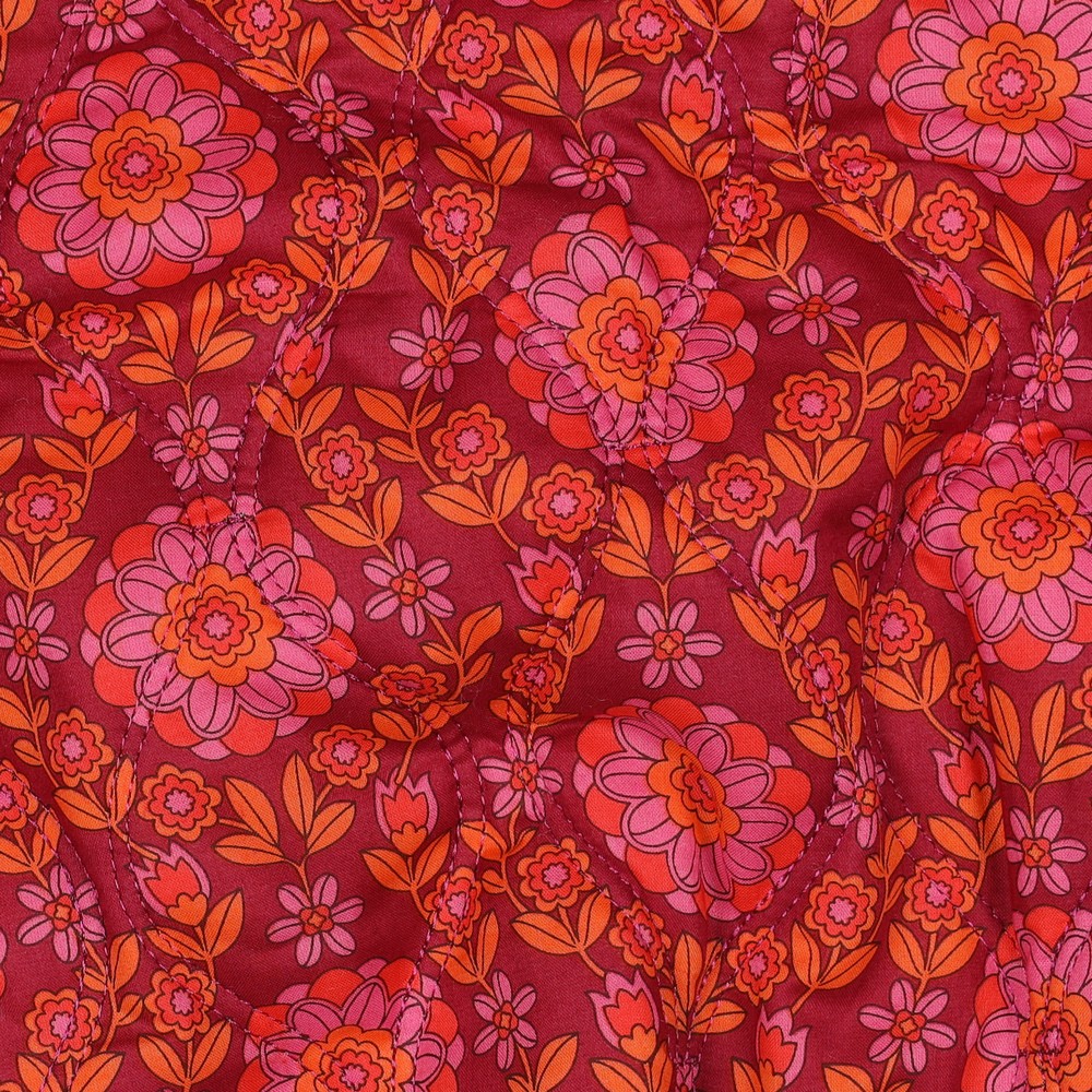 Matelassé double face ronde des fleurs rose et bordeaux Poppy