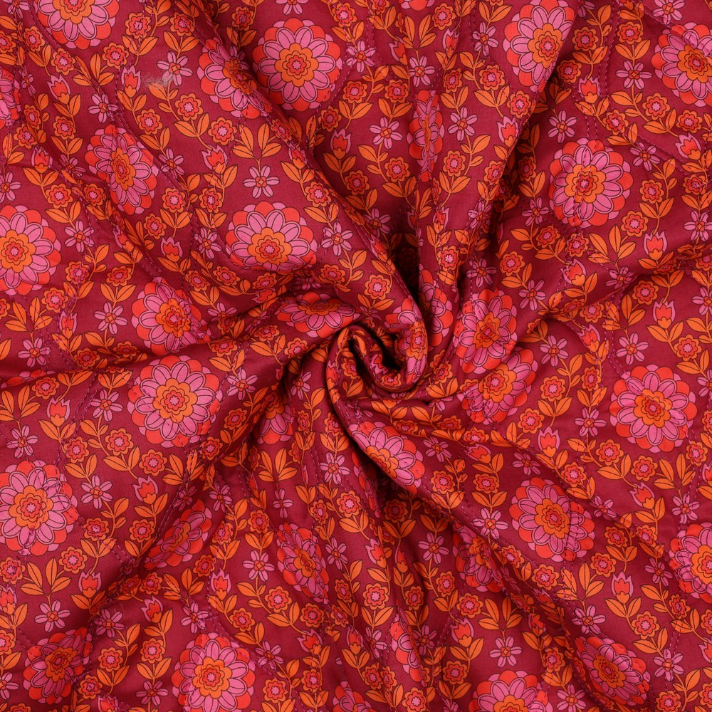 Matelassé double face ronde des fleurs rose et bordeaux Poppy – Image 3