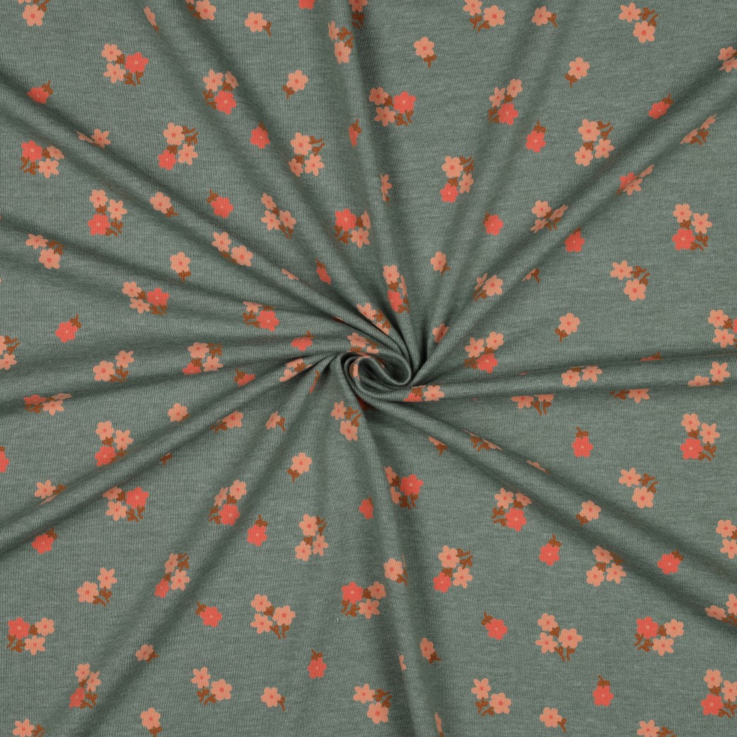 Jersey fleurs fond menthe foncé chiné Poppy – Image 6