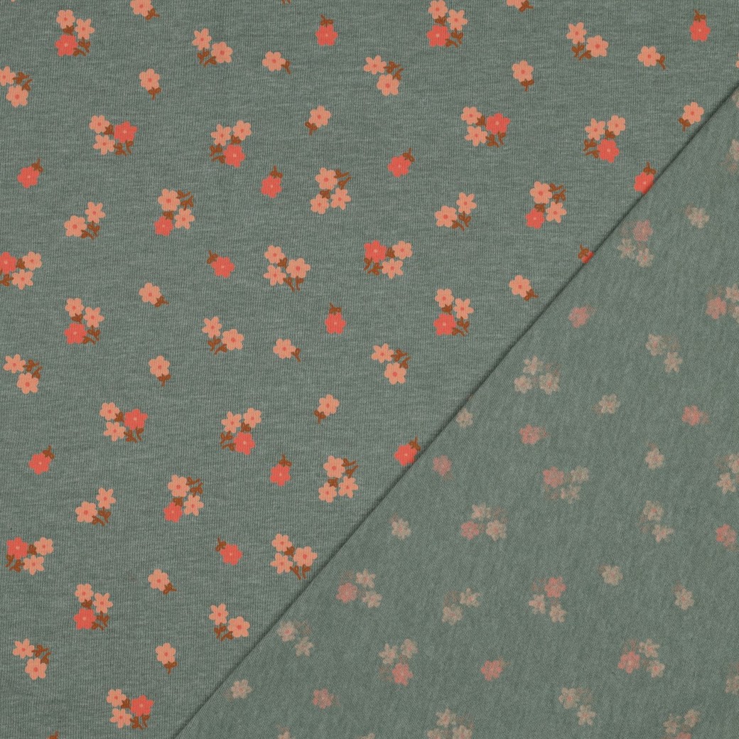 Jersey fleurs fond menthe foncé chiné Poppy – Image 5