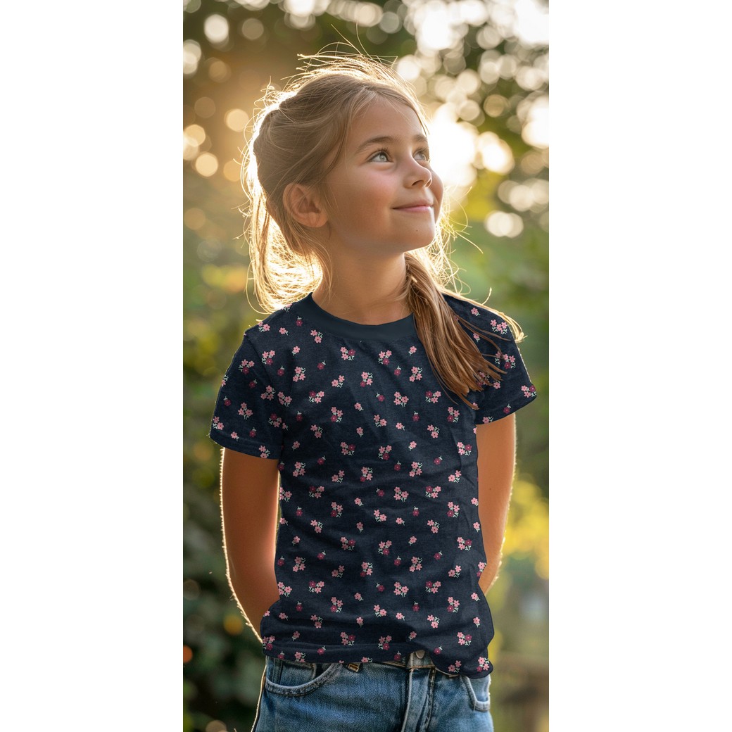 Jersey fleurs fond menthe foncé chiné Poppy – Image 4