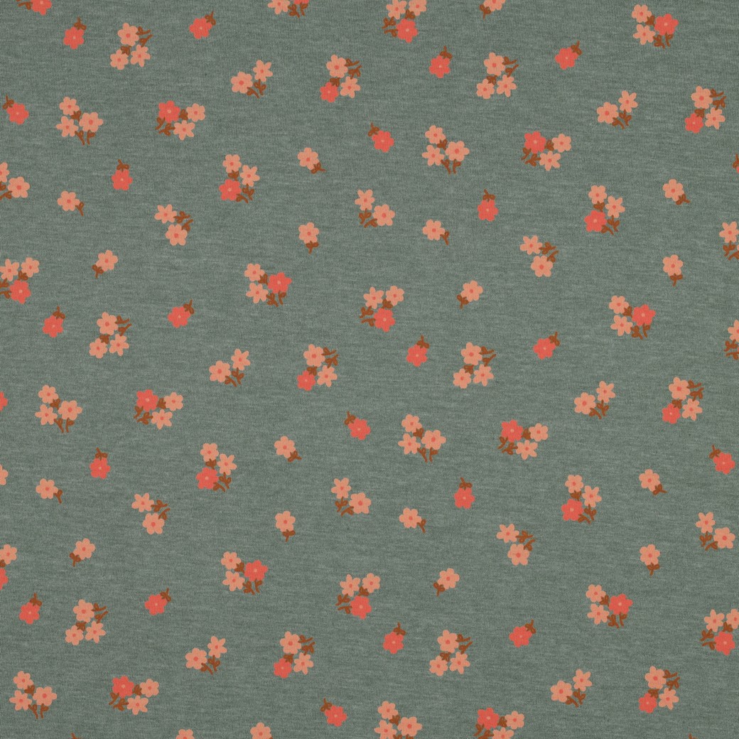 Jersey fleurs fond menthe foncé chiné Poppy – Image 3