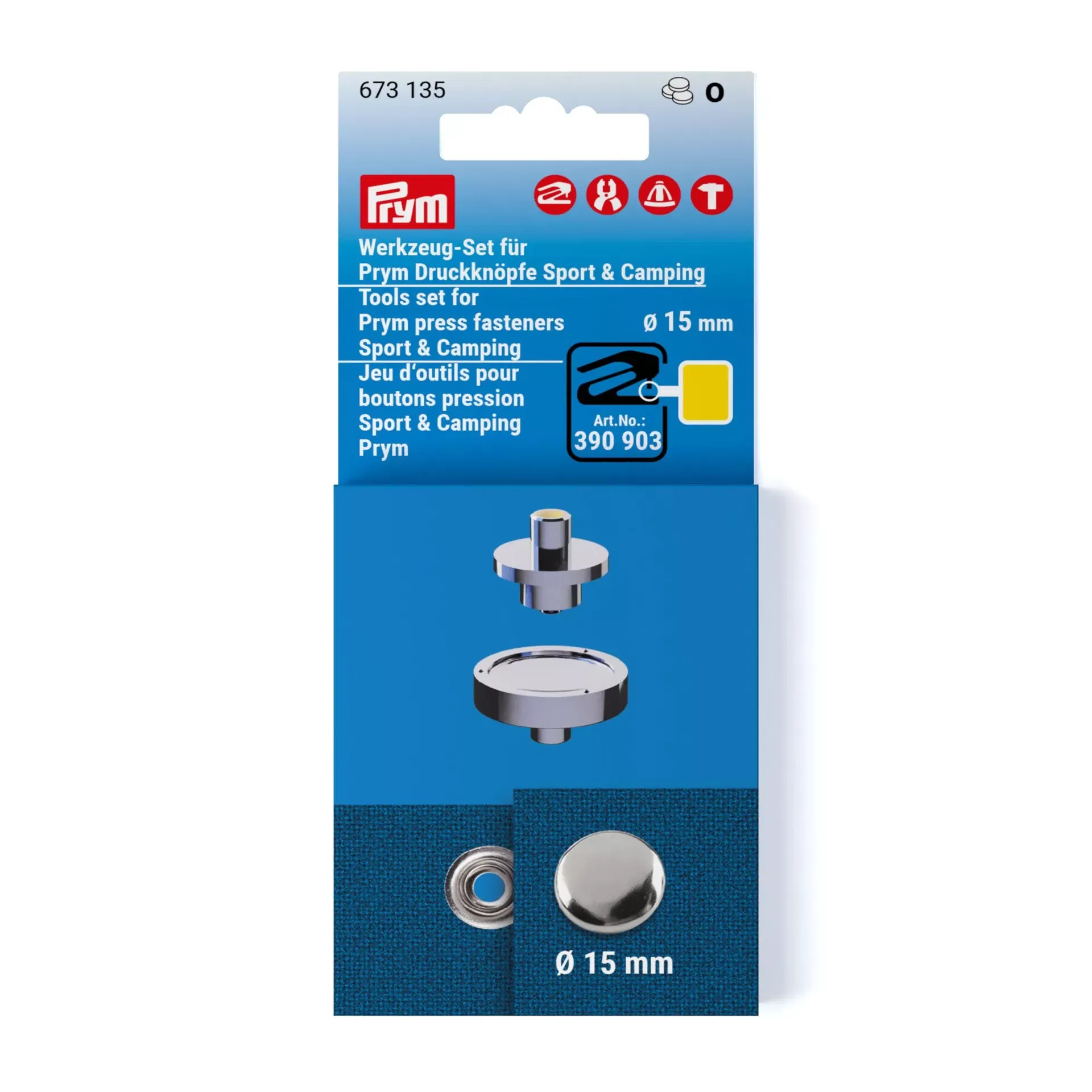 Jeu d'outils pour boutons pression Sport & Camping Prym, 15 mm