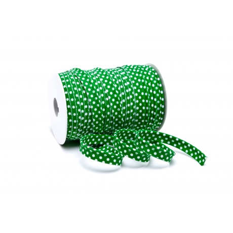 Passepoil coton vert foret pois blanc