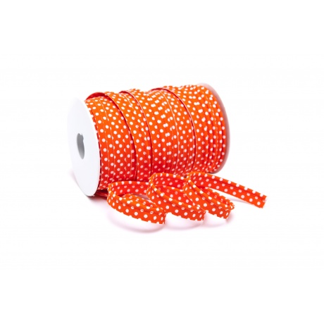 Passepoil coton orange foncé pois blanc