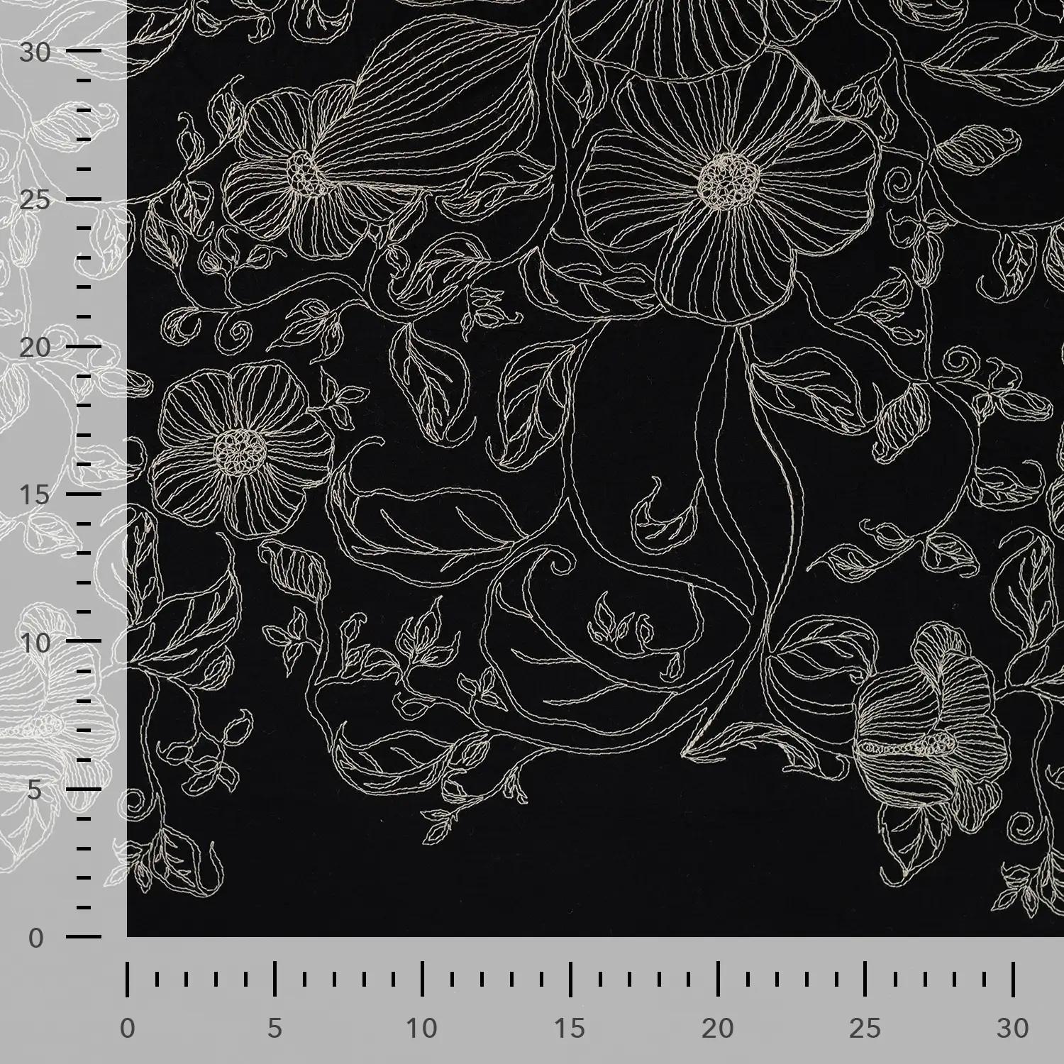 Coton Popeline Brodé noir