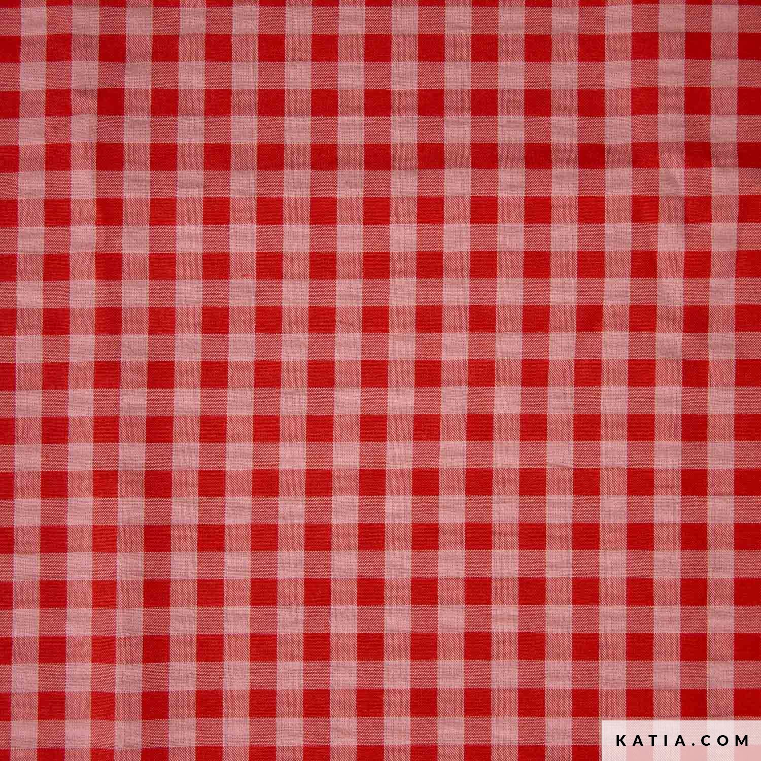 Seersucker vichy Rose et rouge – Image 3