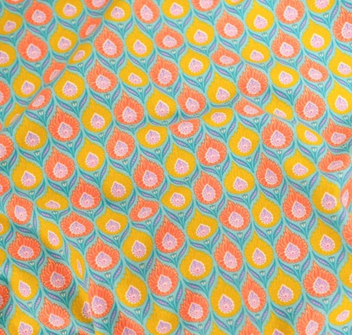 Percale de coton Luka orange et céladon – Image 4