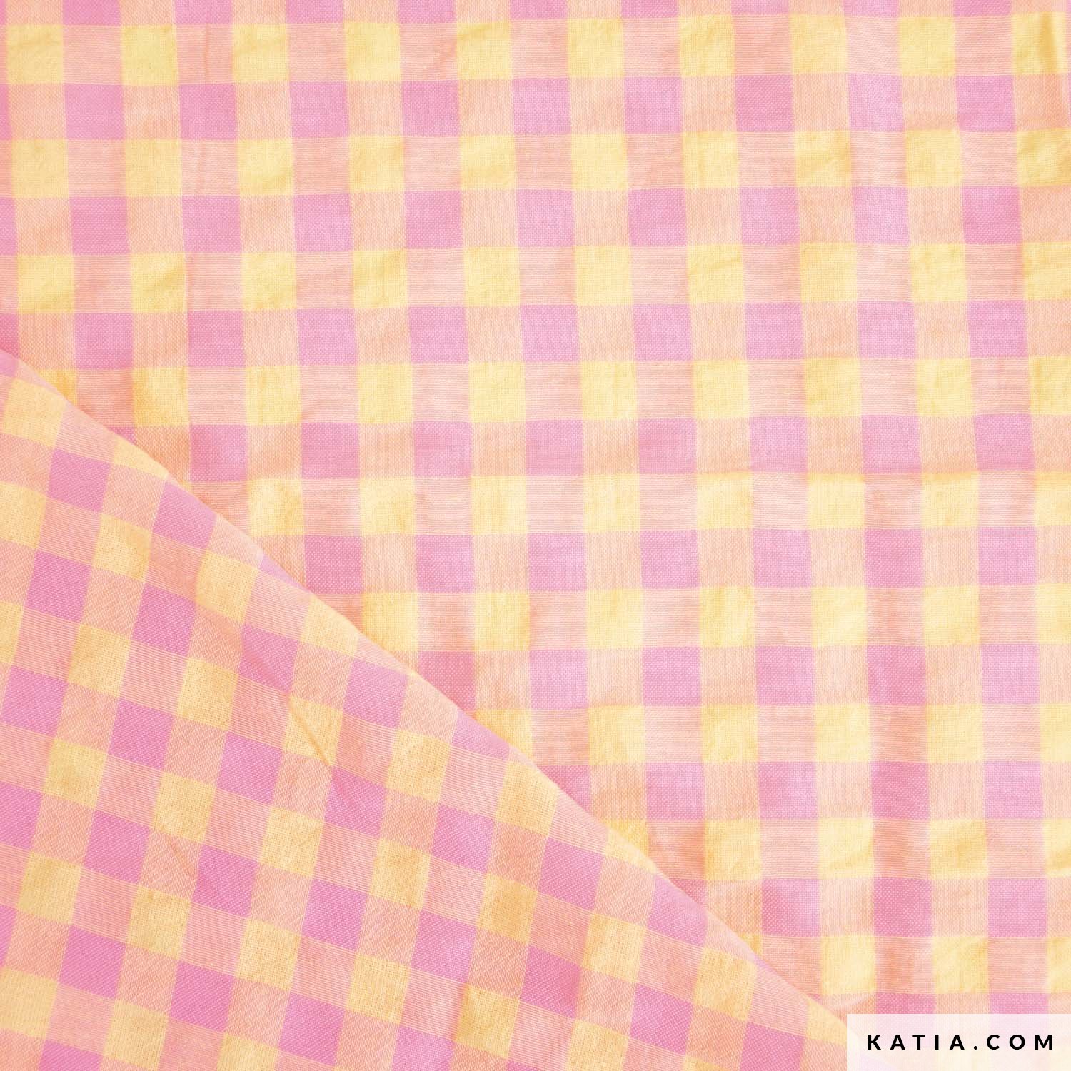 Seersucker vichy Rose et jaune – Image 3